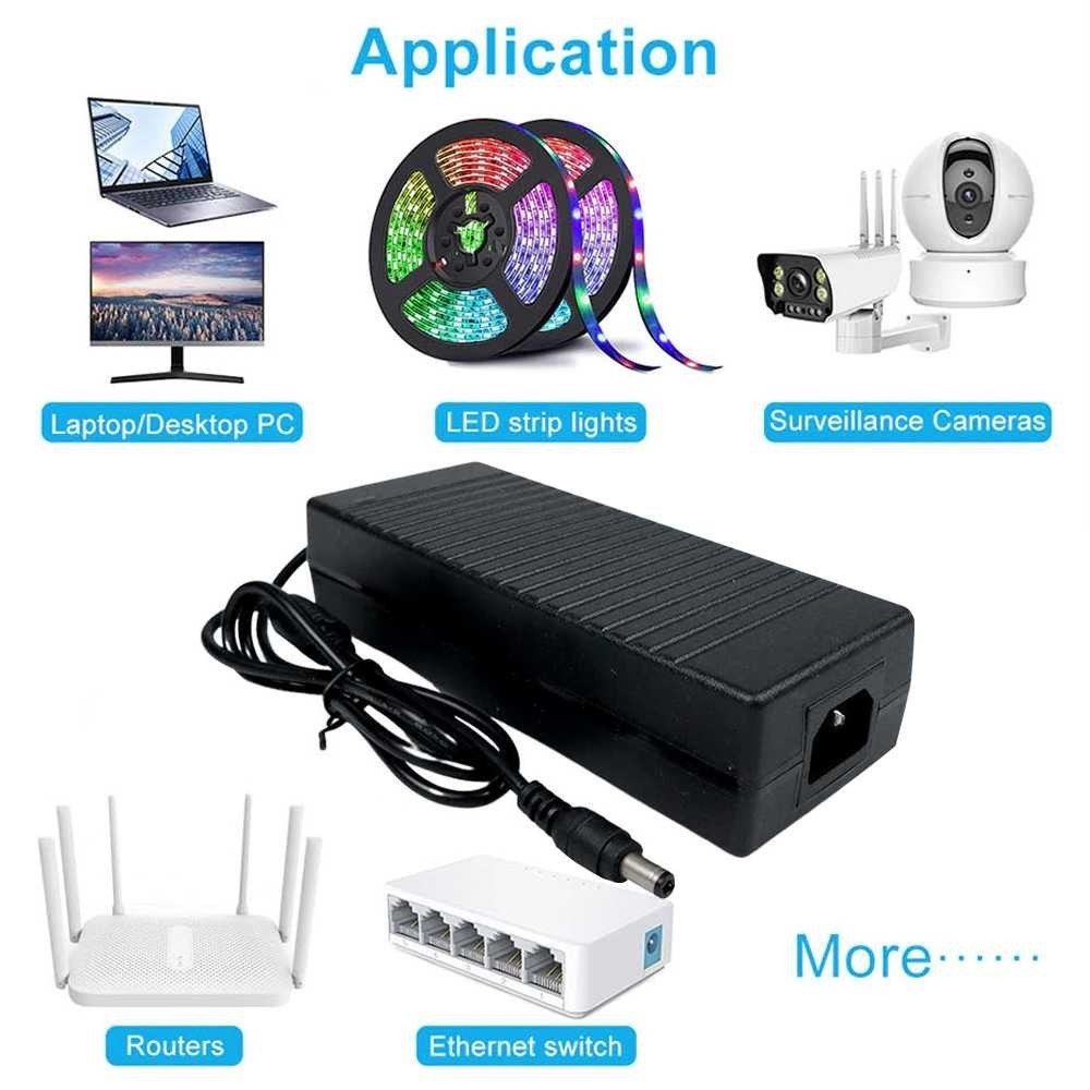 Adaptor Power Supply Universal DC 12V 10A Cocok Untuk LED Strip Monitor TV CCTV Voltase Input AC 100