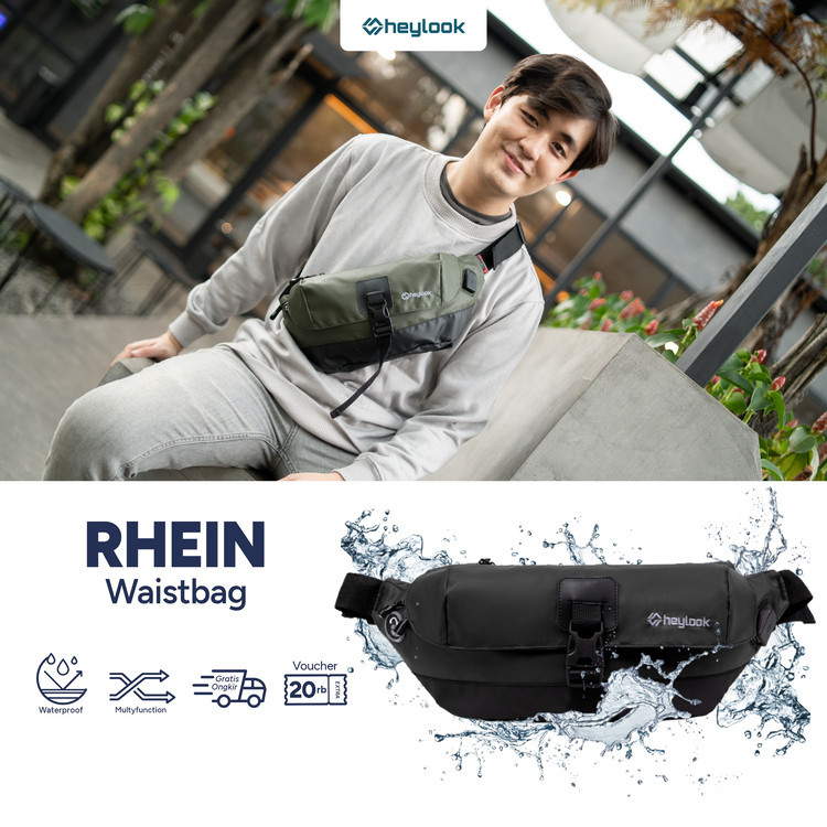 HEYLOOK Tas Selempang Pria Waist Bag Sepeda RHEIN Waterproof Waistbag Gowes Distro Anti Air Terbaru