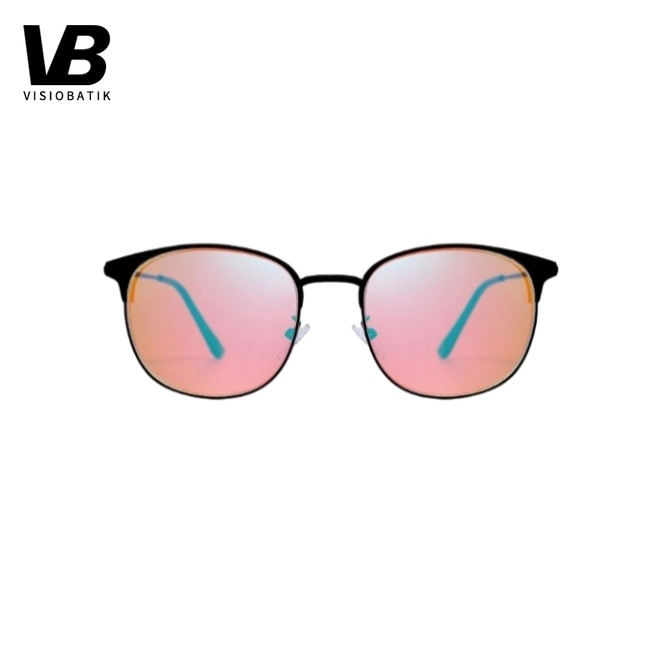 VisioBatik Frame Kacamata Buta Warna Wanita Cowok Pria Anti Blueray Radiasi UV400 Retro Besi Kaca Ma