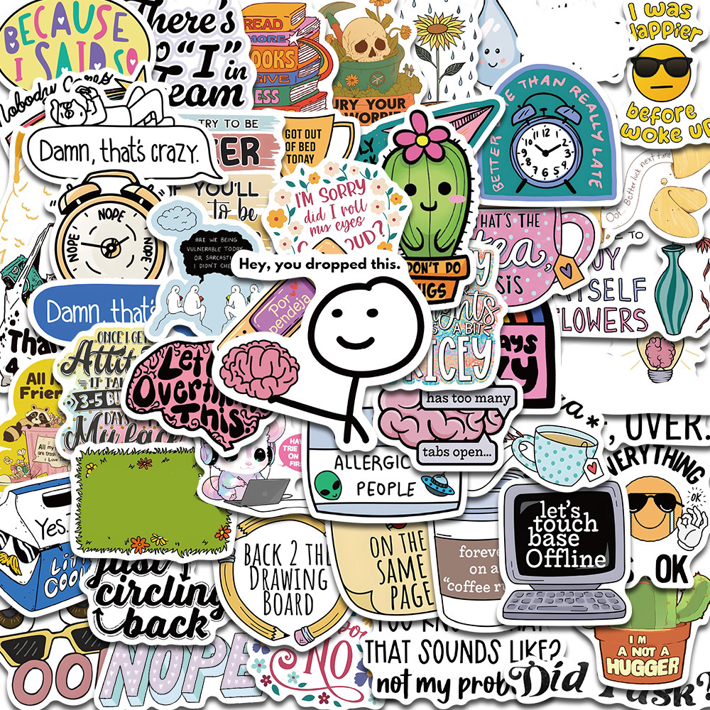 

50PCS Sarcastic Sticker Aesthetic Kawaii Scrapbook Graffiti Decoration Laptop Luggage Phone Skateboard Waterproof DIY Sticker