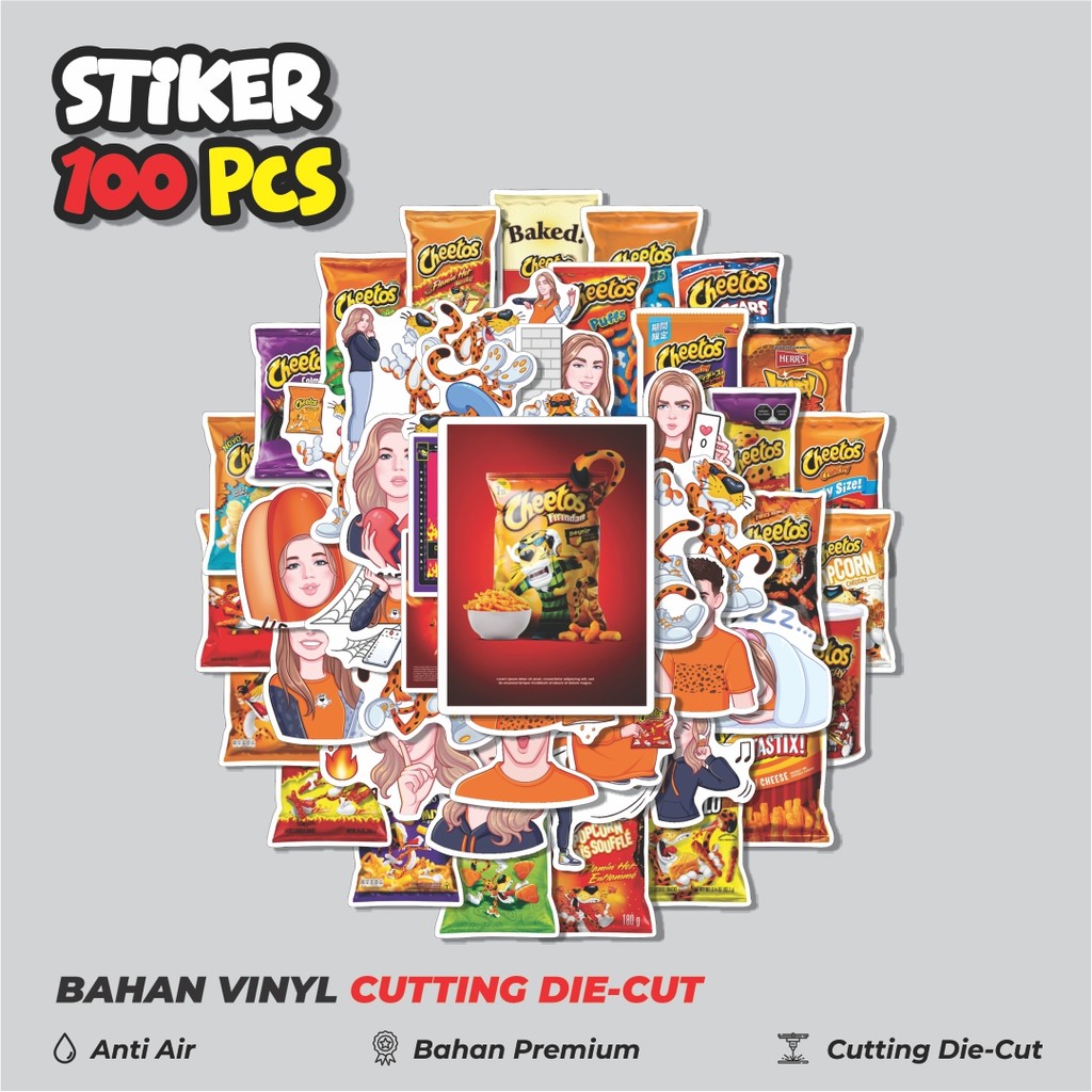 

Terbaru! 50 pcs Stiker Snack Cheetos Dekorasi Lucu Kreatif untuk Notebook, Skateboard, HP