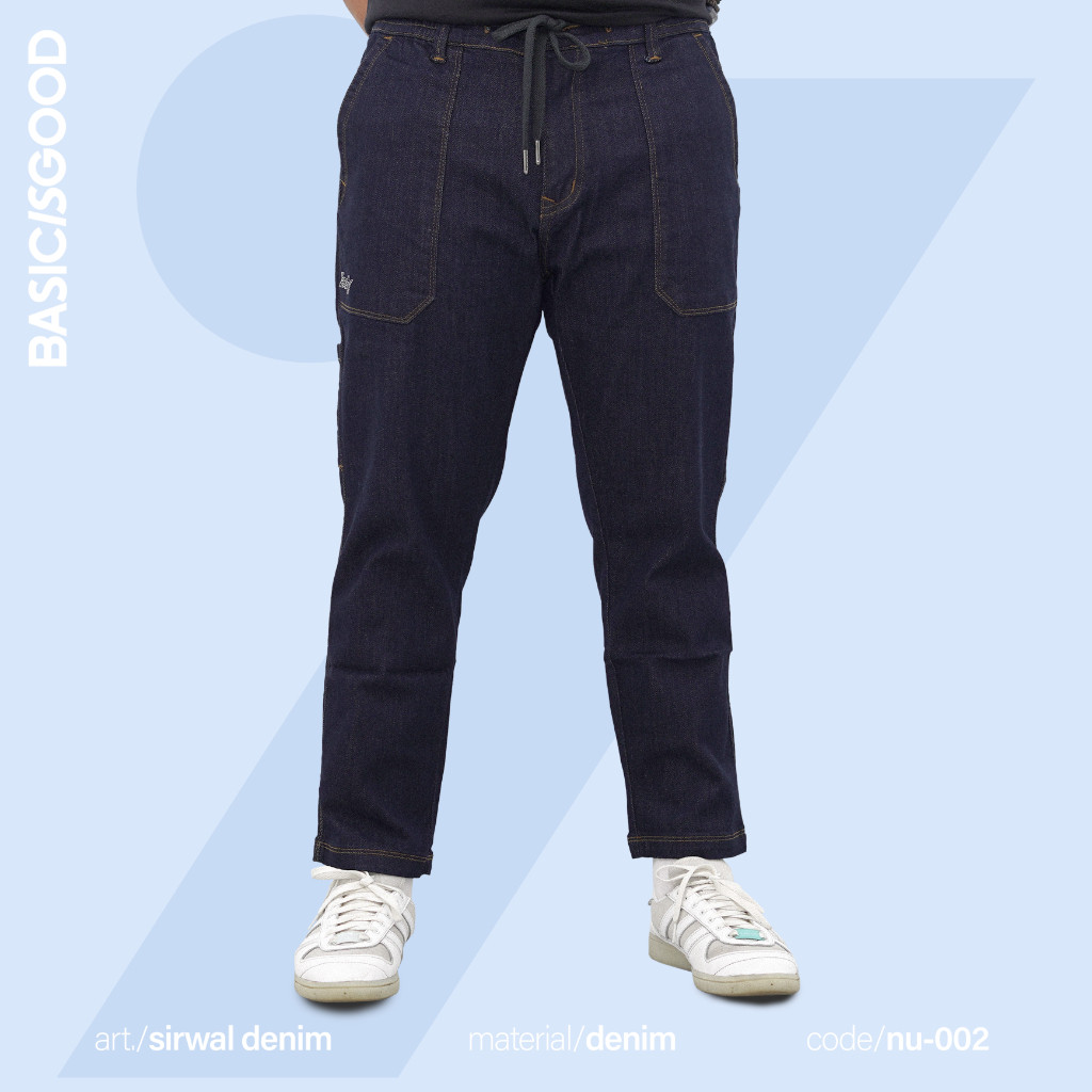 Leafy Sirwal NU/002 - Celana Sirwal Pria Dewasa Bahan Denim - Celana Angkle Dewasa Jumbo