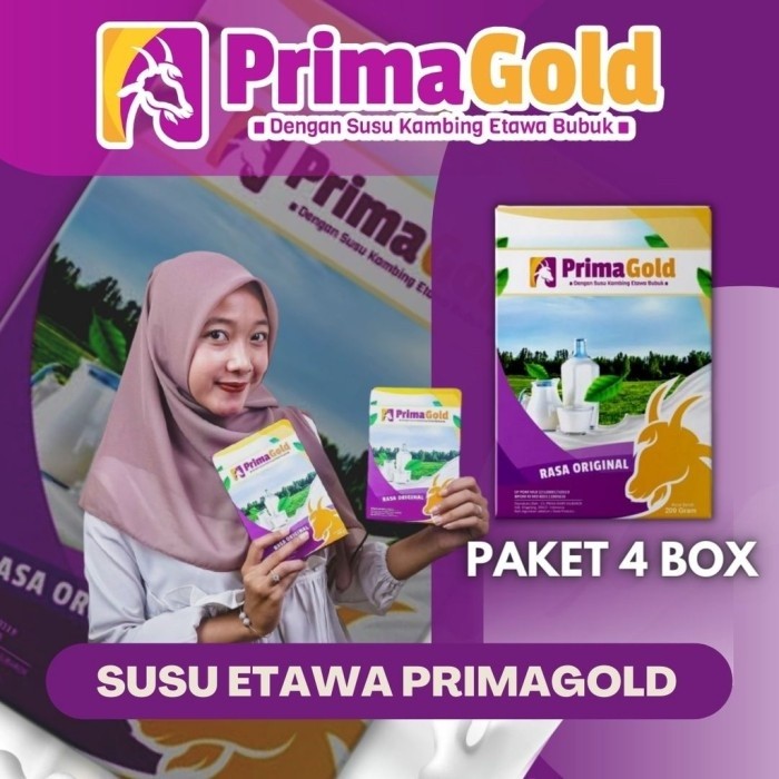 

Paket 4 box susu prima gold susu kambing etawa 100% Original