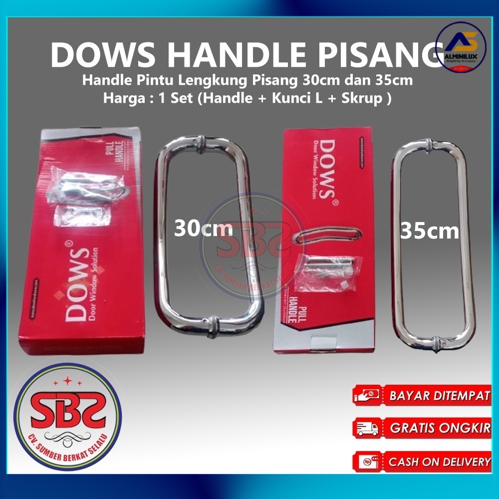 DOWS Handle Lengkung Handle Pisang Tarikan Pintu Kupu Tarung - Handle Pintu Lengkung Pisang 30cm dan