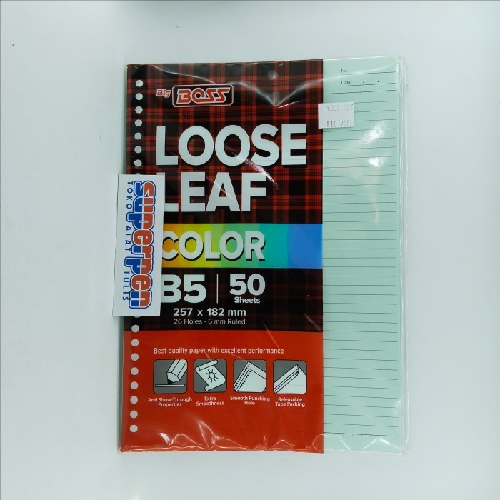 

Loose Leaf Isi Binder B5 Hijau Isi 50 Lembar Big Boss