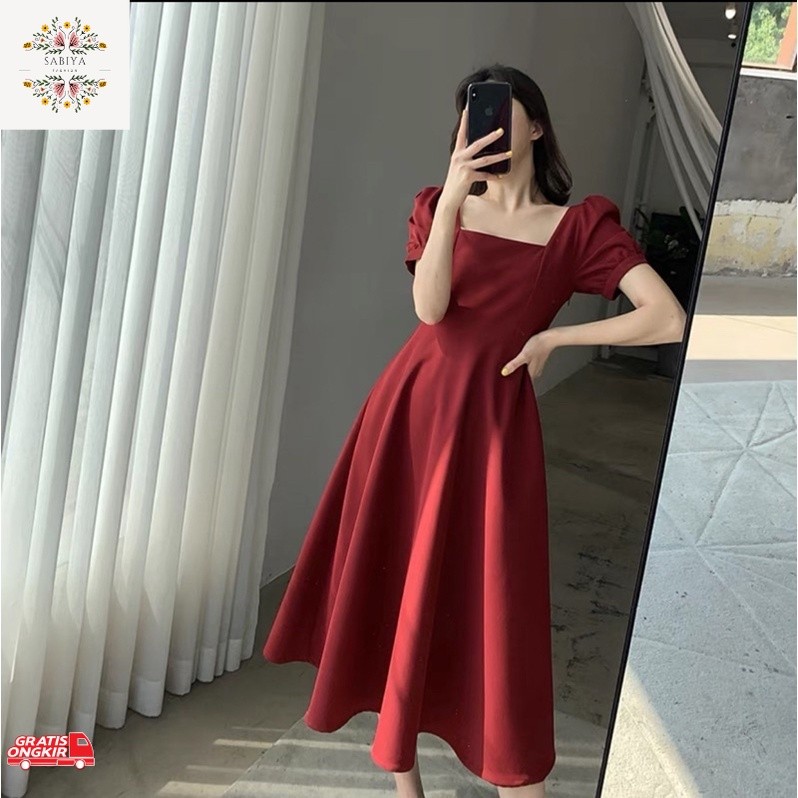 Dress Korea / 88Clothing - U Neck Dress // Korean Party Dress Square Neck