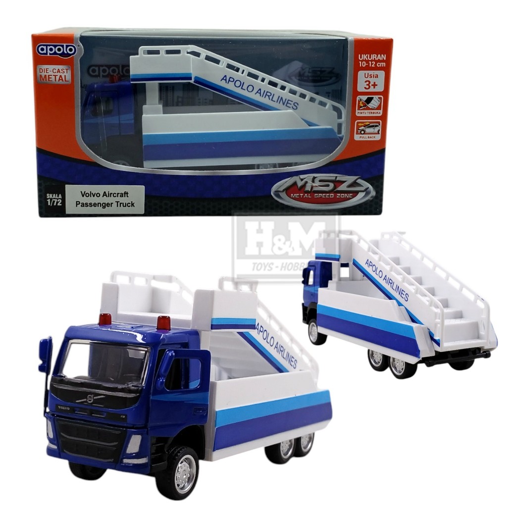 Diecast MSZ Volvo Aircraft Passenger Truck - Putih Biru