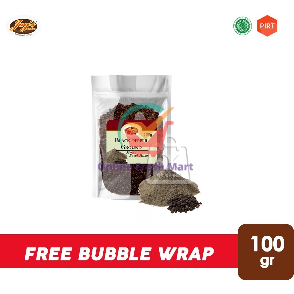 

Jay's Merica Bubuk Hitam / Jays Black Pepper Ground ( Repack 100gr ) - Online Fresh Mart Denpasar