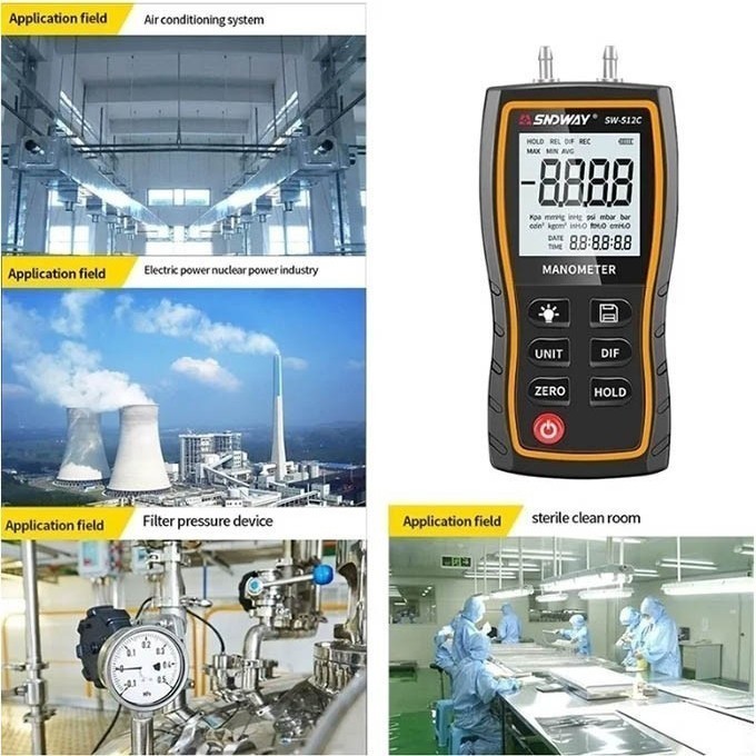 Manometer Sndway SW-512B Air Pressure Gauge Differential SW512B Tester