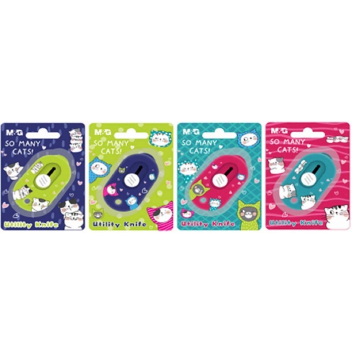 

M&G RETRACTABLE PAPER CUTTER KNIFE "SO MANY CATS" ASS913D9 3.5 X 6 CM