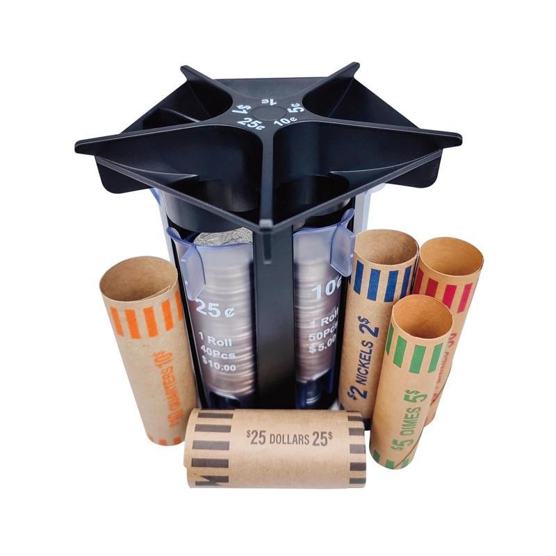 

Coin Wrappers 5-in-1 Coin Sorter Tube Change Counter Machine Coin Bank Holder Coin Separator For Use Together With Coin Bank Jar