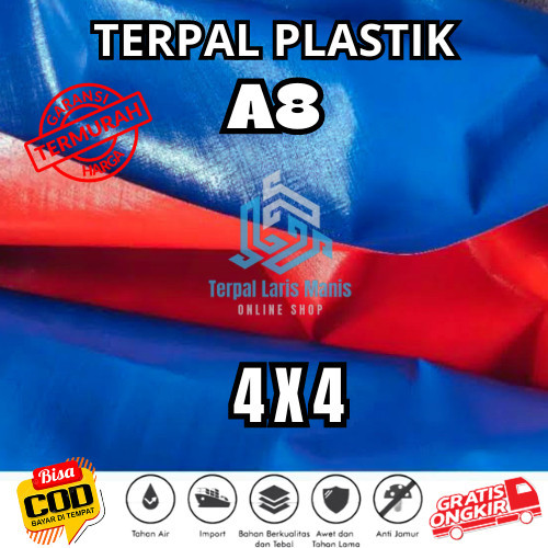 SENYUM TANI Terpal A8 4x4 Meter Plastik Tebal Lipat Meteran Lembaran Korea Biru Murah Untuk Tenda Ko