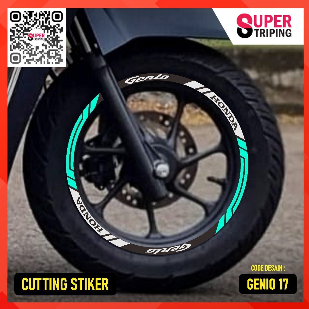 CUTTING STICKER VELG NEW GENIO 2021 2022 2023  RING 12 STIKER LIS LIST VARIASI VELG HONDA GENIO 17