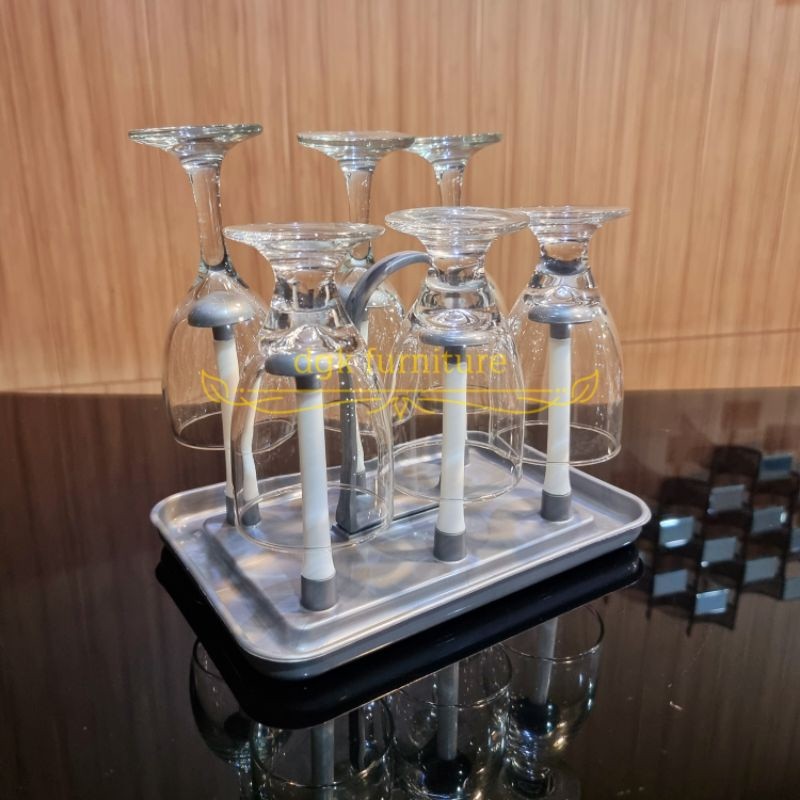 Rak Tempat Gantungan Gelas Cangkir Mug Gelas Wine Gantung Glass Stand Segi Plastik