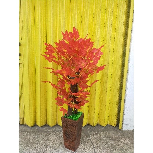 pohon maple merah bisa/bunga plastik/bunga hias/pohon artificial/pohon maple 120 cm/termurah/