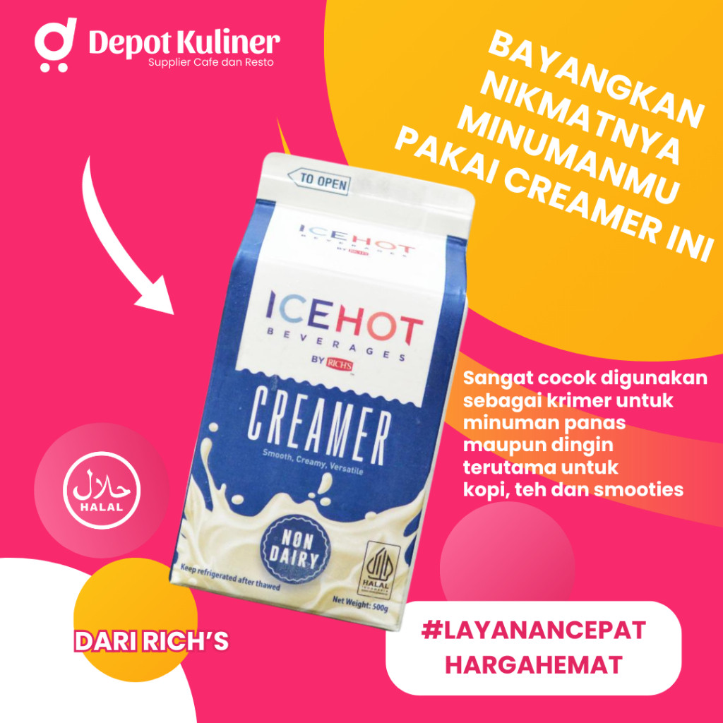 

Rich's - Non Dairy Creamer / NDC - 500ml - Krimer Cair Untuk Minuman Kopi, teh, dan smoothies - Ice Hot Beverages