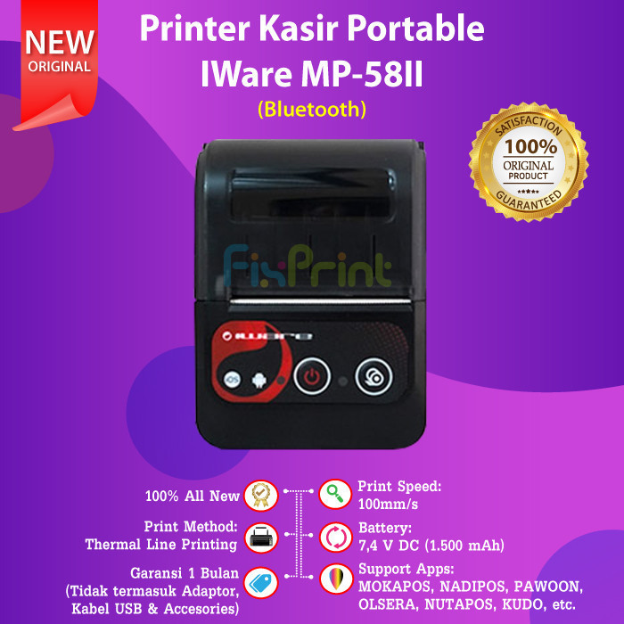 FixPrint Thermal Printer Bluetooth USB C58BT SUPPORT MOKA POS / XPrinter / Printer Iware Bluetooth I