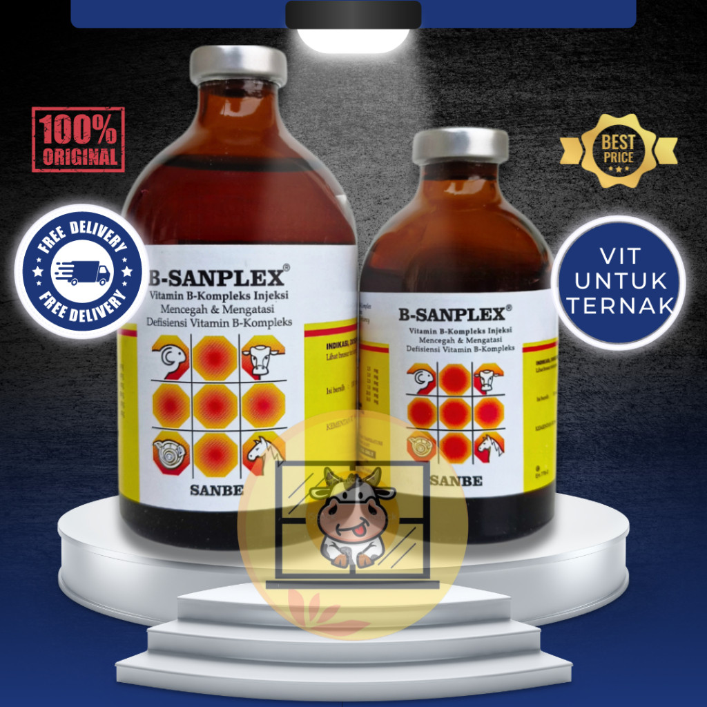 B SANPLEX 100ml & B SANPLEX 50ml - Vitamin B kompleks Hewan - Vitamin Sapi - Vitamin Kambing - Vitam