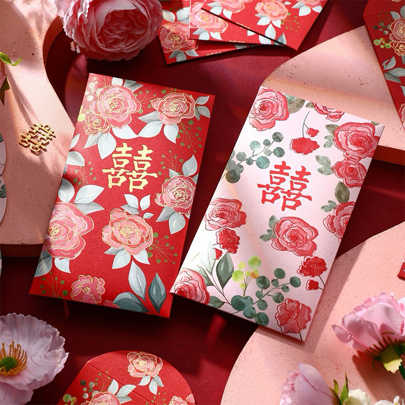 

TokoSasa 6pcs Angpao Wedding Panjang 2024 / Angpao Premium Red Wedding / Amplop Merah Tebal Pernikahan / Angpao Shuangxi Double Happiness / Angpau Hi Sangjit Hantaran Lamaran Nikah / Pink Red Pocket Wed Pasangan Lamaran Teapai Hantaran Phangteh Acara