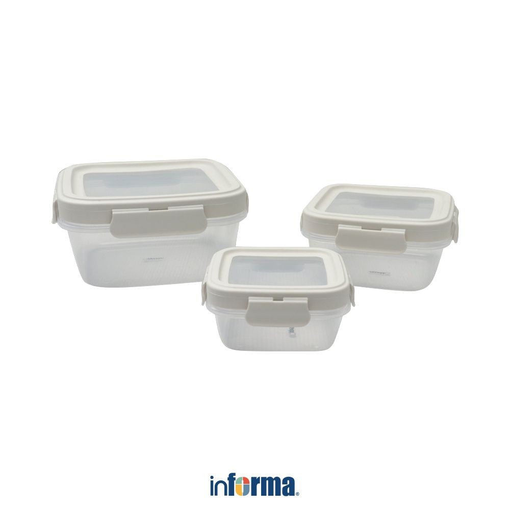 Baru Informa Appetite Set 3 Pcs Ario Wadah Makanan Square Food Container Kotak Makan Food Grade