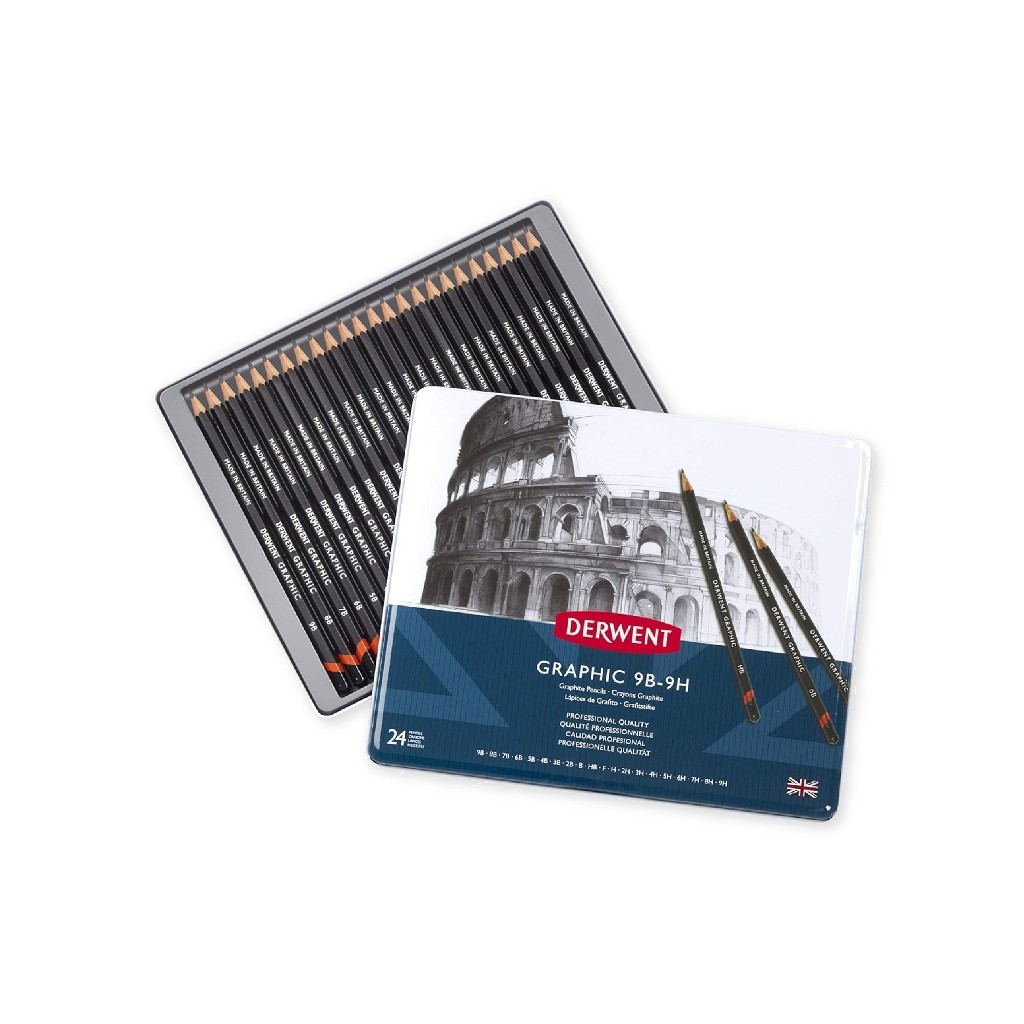 

Gramedia Surabaya - Derwent Graphic Pencil 24 Metal Tin Drawing Sketching /34202