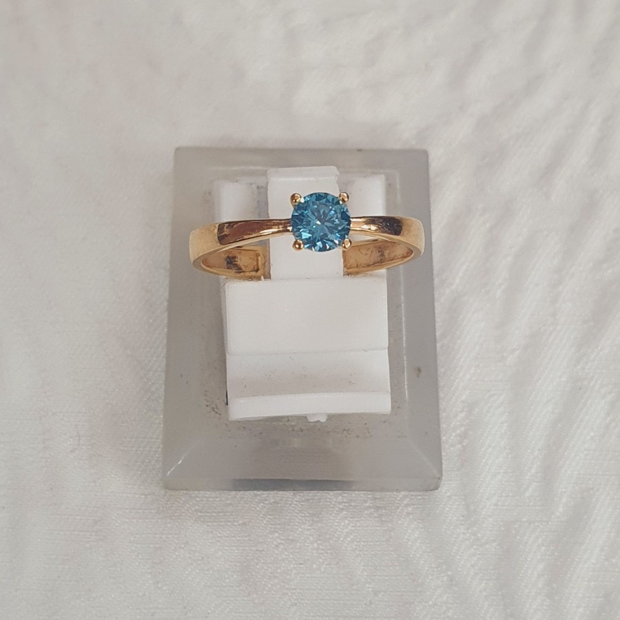 cincin model solitaire mata biru ad variasi mata emas 75% 750 75 % 17k