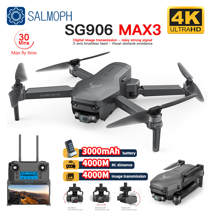 SG906MAX3 / MAX2 Drone 4K Professional HD Camera 3-Axis Gimbal 4KM Brushless GPS Quadcopter Obstacle