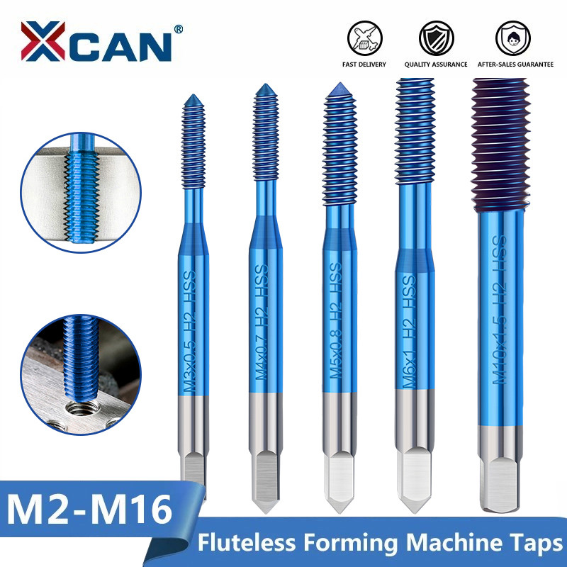 XCAN Fluteless Forming Machine Taps M2-M16 Metric Machine Plug Tap Extrusion Taps HSS Thread Screw T