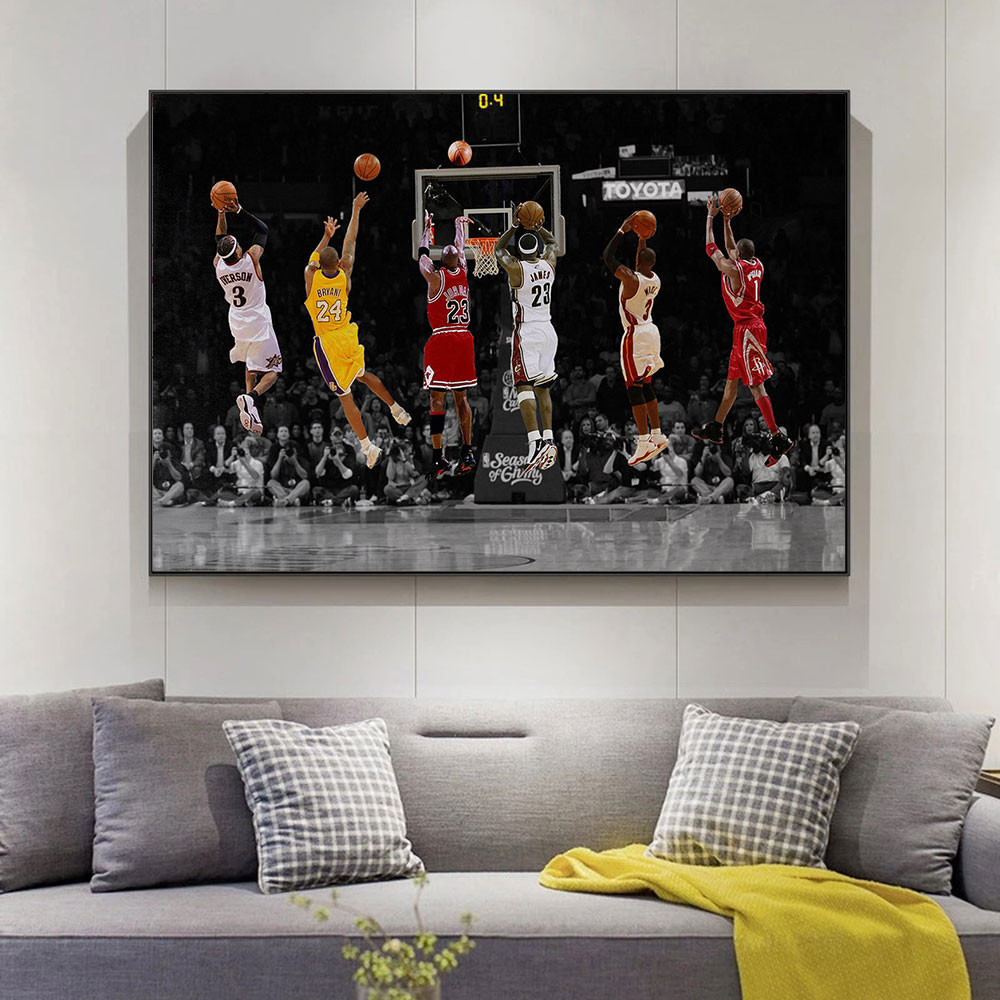 

Kobe LeBron Basketball Legends Poster Frameless Wall Art for Living Room Decor Sports Fan Gift