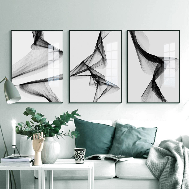 

Unframed Nordic Black White art wall art Canvas Painting posters Prints Abstract line Picture for Living Room Morden Home Decor