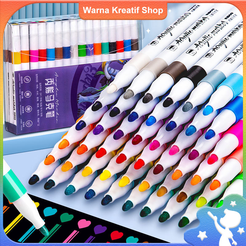 

Set Marker Akrilik - 12 hingga 60 Warna, Tahan Air untuk Menggambar dan Kreativitas