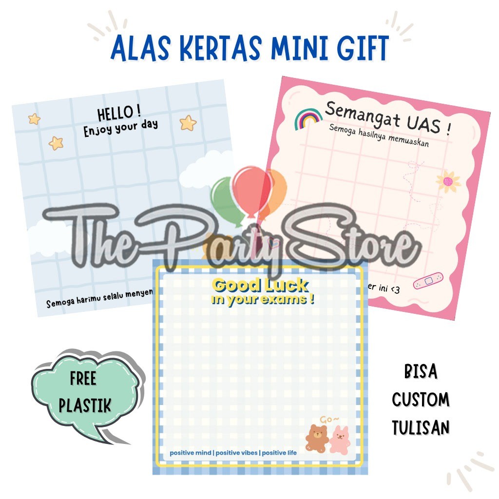 

Alas Kertas Mini Gift | Bisa Custom Tulisan | Alas Mini Gift Snack Murah | Kertas Alas Mini Gift Snack