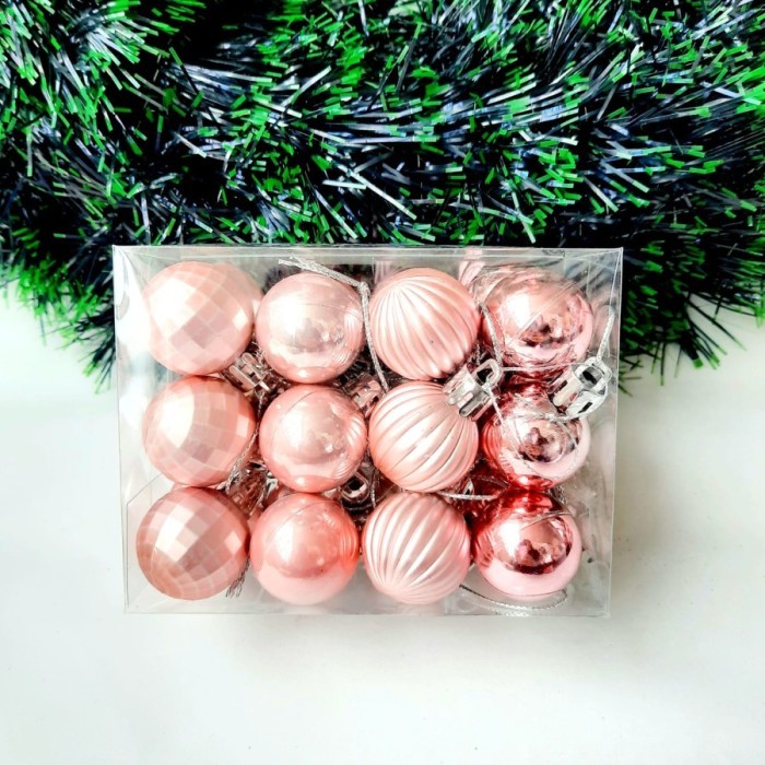 

Christmas Decoration Bola Natal Hiasan Pohon Natal 3cm Isi 12pcs Pink