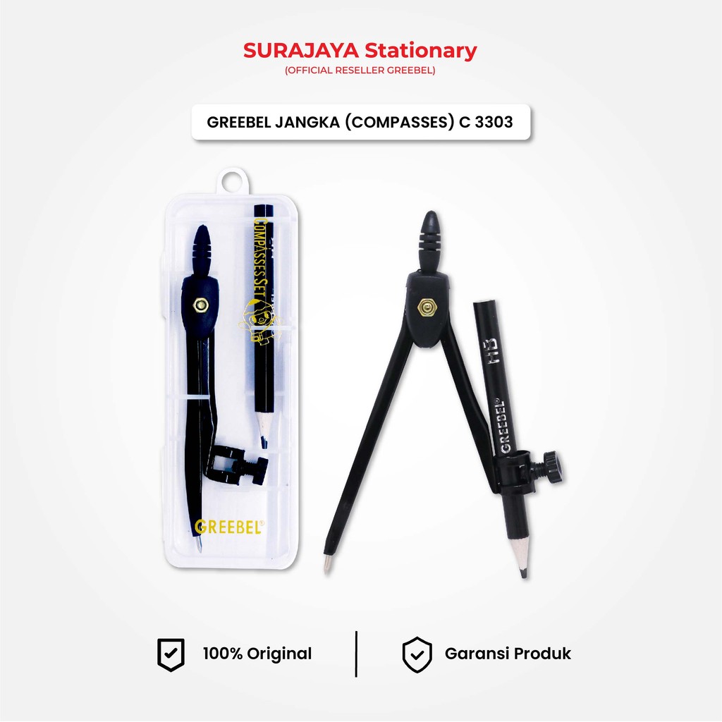 

Jangka Set C 3303 Greebel / Jangka Besi Warna Plus isi Pensil / Math Set