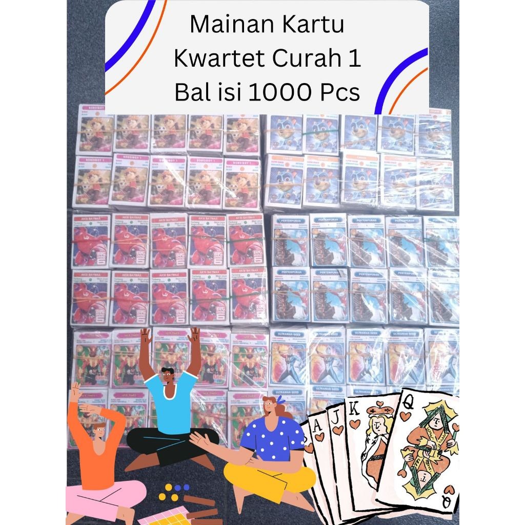 MAINAN KARTU KWARTET CURAH KERTAS 1 GAMBAR 1 BAL ISI 1000 PCS