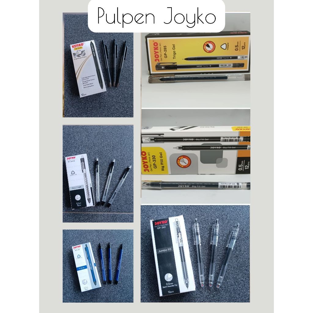 

Pulpen Gel Hitam Tajam Joyko GP 285 GP 330 1 pak isi 12 pulpen