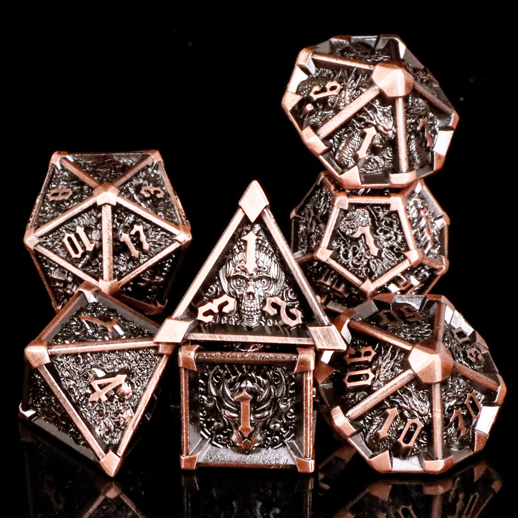 7PCS Dnd Black dragon metal dice set, polyhedral dice set,Role Playing Metal Dice,Dnd dice set