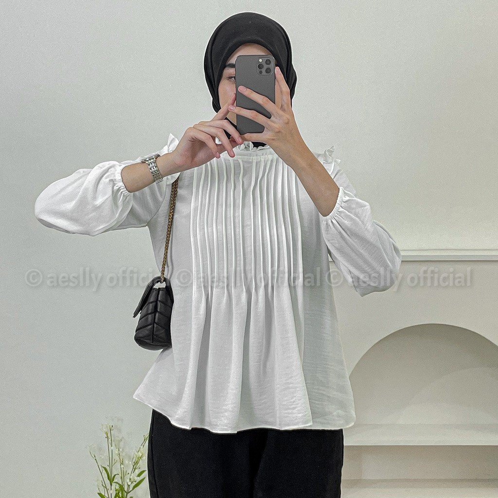 Cromia Blouse Crincle Airflow Lengan Panjang Balon