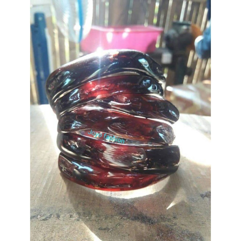 GELANG AKAR BAHAR HITAM LENTUR TEMBUS CAHAYA