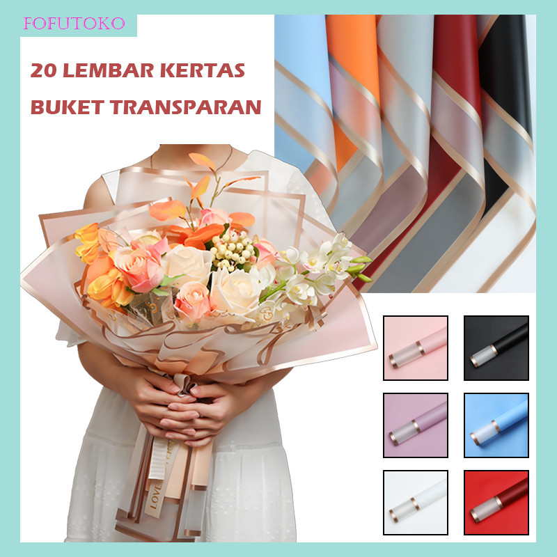 

Kertas Buket Gold Line Transparant Color / Cellophane Flower Wrapping / Kertas Flower Wrapping Gold Line / Flower Wrapping Double Gold Frame