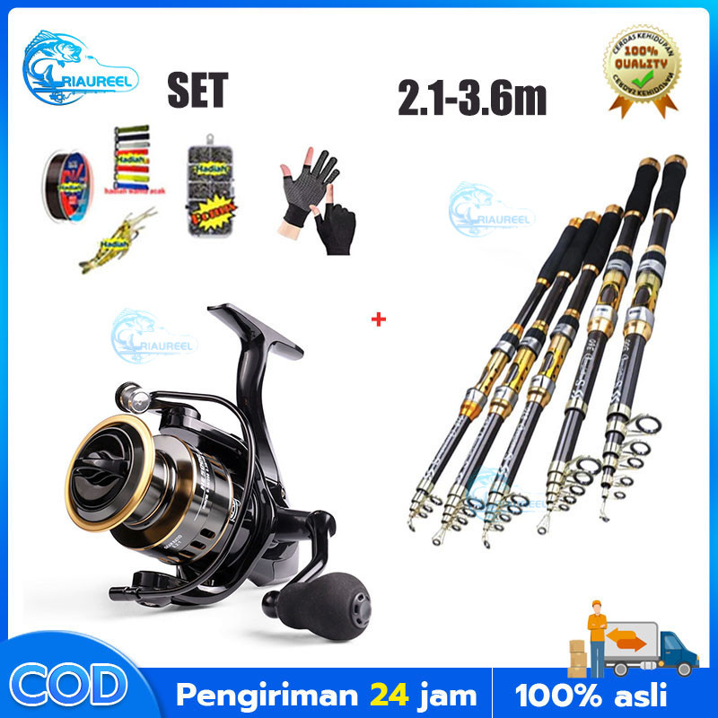 [Riaureel] Reel Pancing HE 500 - 7000/Pancing set 2.1-3.6m/Kombinasi alat pancing/10 Kg/ Reel Pancin