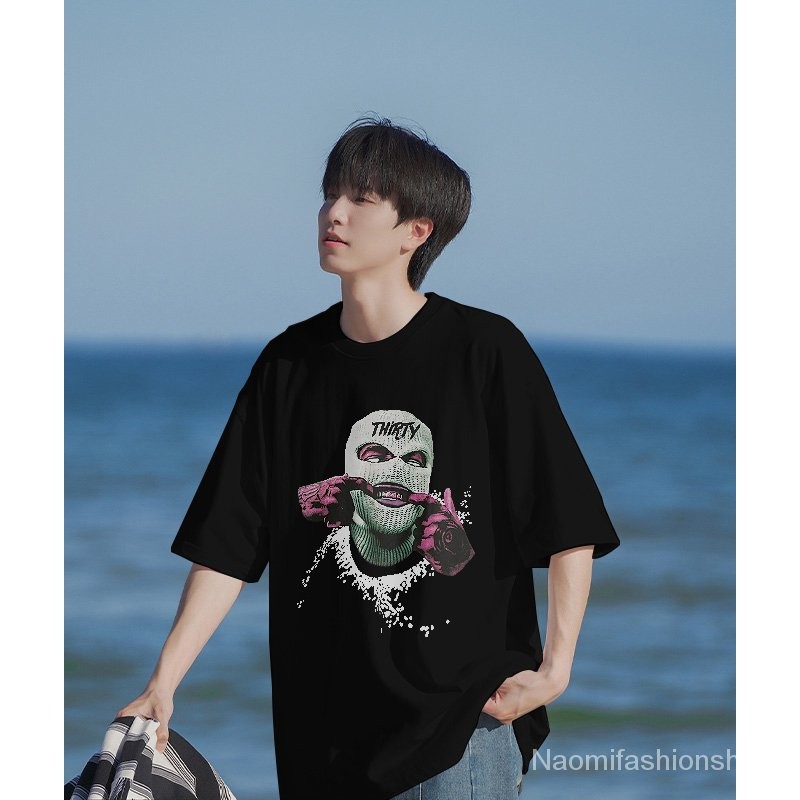 Naomifashion-Kaos Pria Distro Original 100% Retro funny gangster Baju Oversize Pria Retro T-shirt At