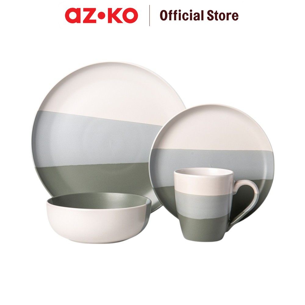 AZKO Delicia Set Layer Perlengkapan Makan Dengan Tutup Dinner Set Plate Aesthetic Eating Utensils Pe