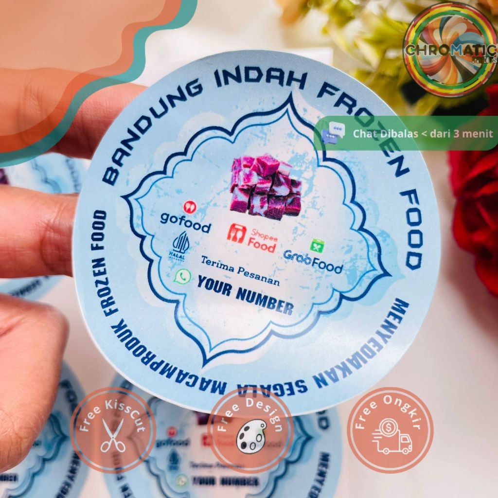 

chromatic 2-4 Sticker Vinyl Frozen Food Label Anti Air Makanan Beku Free Desain Custom Nama Murah