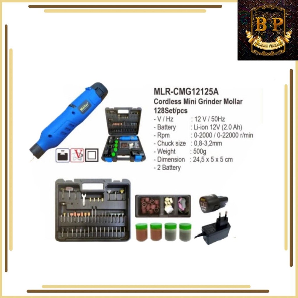 MOLLAR Cordless Mini Die Grinder Set 128pcs - Gerinda Bor Mini Baterai
