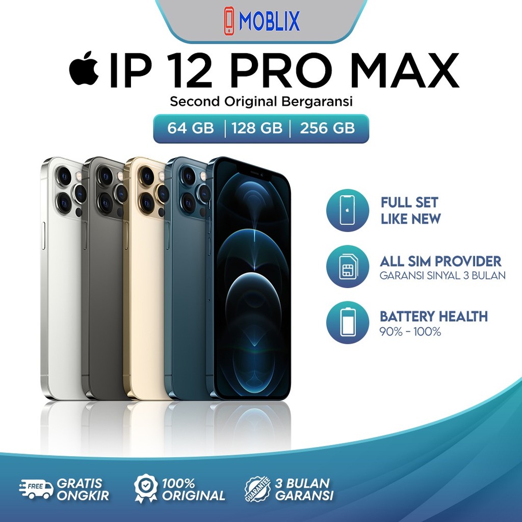 iPhone 12 Pro Max 128GB 256GB Tangan Kedua 100%ORI LCD Mulus Normal Fulset Kondisi Perfect