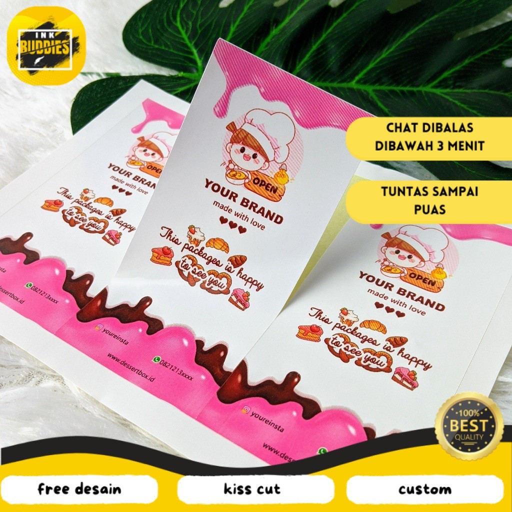 

INB Stiker Seal Dessert Cetak Sticker Seal Segel Box Persegi Segel Custom Free Desain A3+