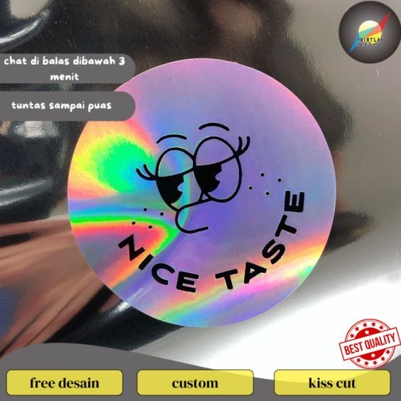 

PrintLab SBH 2-6 Cetak Stiker Bulat Logo Custom Sticker Label Olshop Bahan Hologram Waterproof