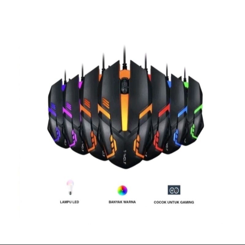 Mouse Gaming X1 NUOS LED RGB Rainbow Kabel Wired USB Lampu