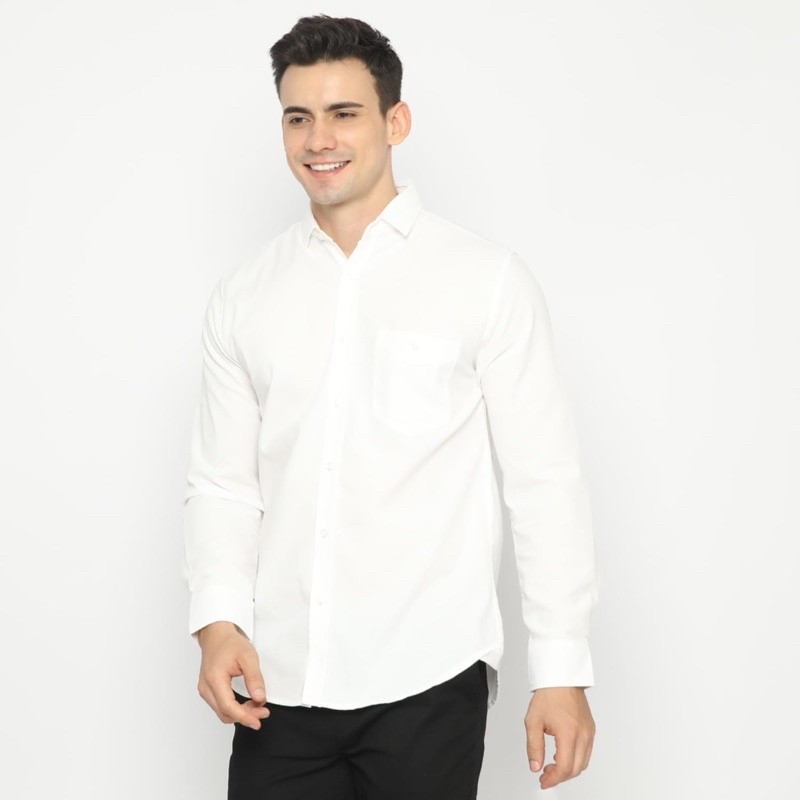 Code Male - Warner Kemeja Pria Panjang Putih Basic Slimfit
